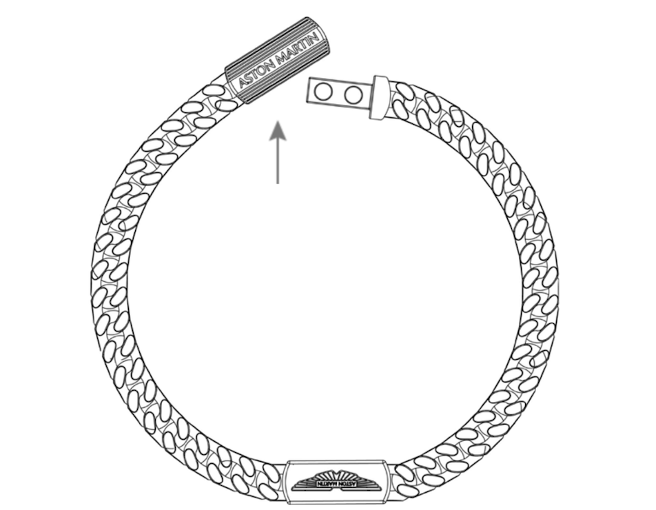 Brățară cu cataramă magnetică, săgeată care arată detașarea cataramei