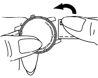 Fjederstift, der glider mod den modsatte side for at justere med hullet på den anden lug